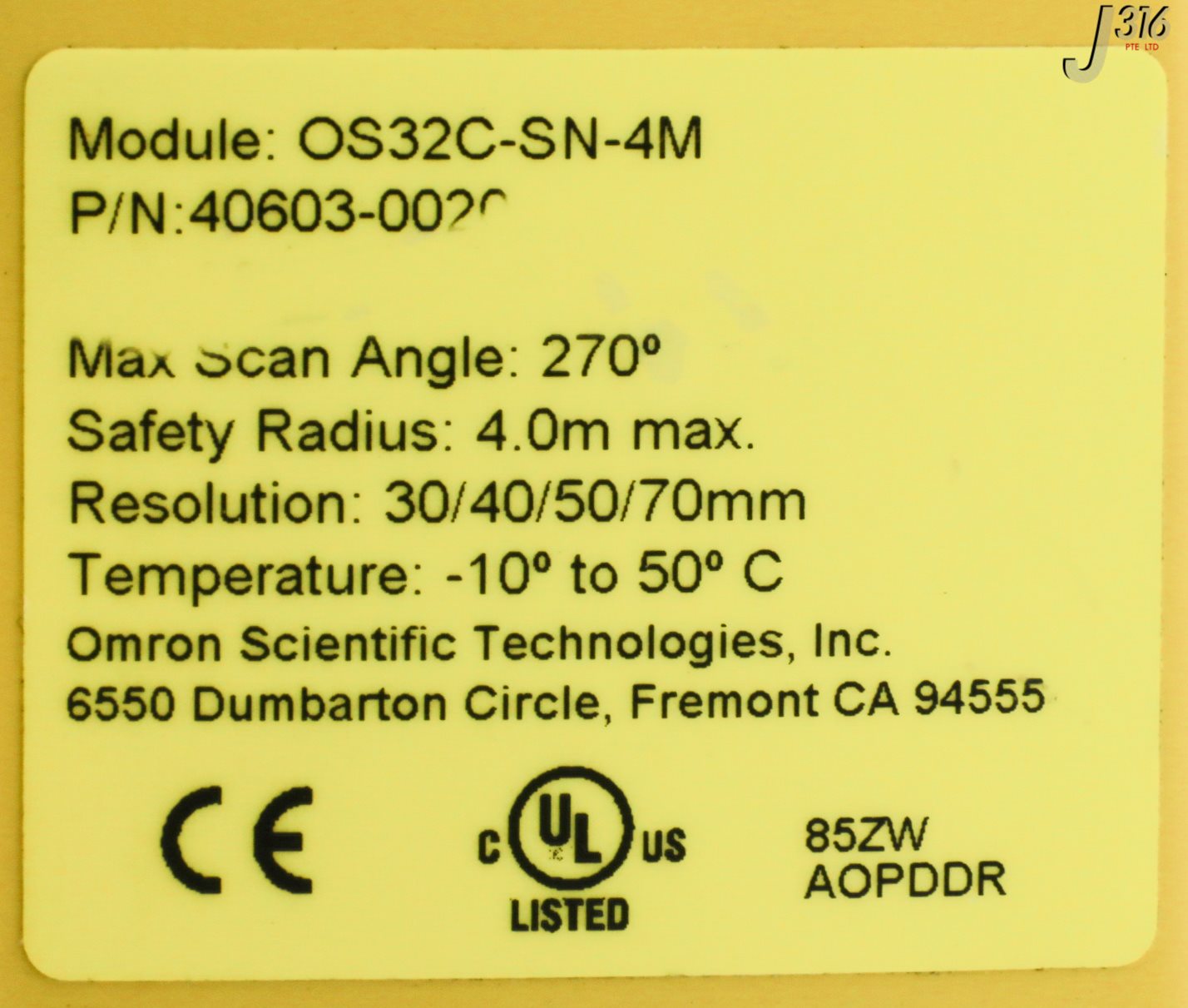 32115 OMRON STI SAFETY LASER SCANNER W/ I/O BLOCK 0S32C-SP1 OS32C